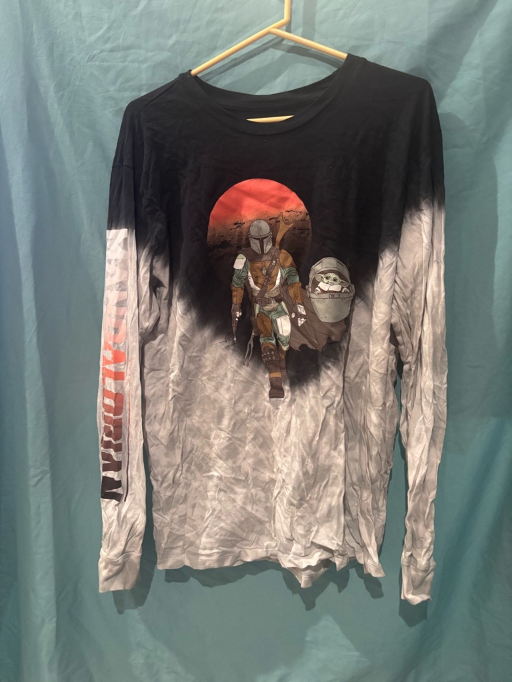 Star Wars Black and White Mandalorian Long Sleeve Shirt